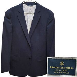 Brooks Brothers Blazer Mens 43R Navy Explorer Traditional Wool Blend Sport Coat